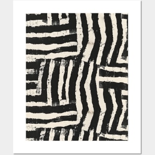 Black and White Abstract Mud Cloth Pattern Posters and Art